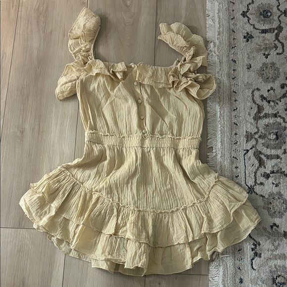 Chelsea & Violet Pants - Chelsea & Violet Beige Ruffled Romper